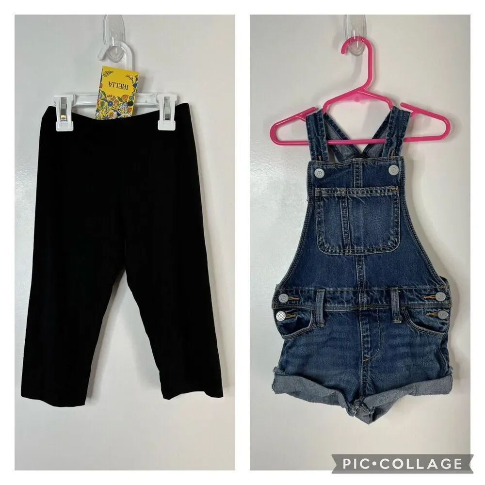 Old Navy Shortalls & Irelia Black Leggings NEW Bundle Girls Size XS